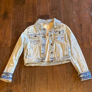Vintage No Boundaries distressed denim jean jacket light wash frayed jun…